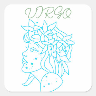 Elegant Virgo Zodiac Sign T-Shirt Astrology Gift Square Sticker