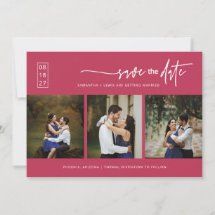 Elegant Viva Magenta Save the Date QR Code Photo Invitation