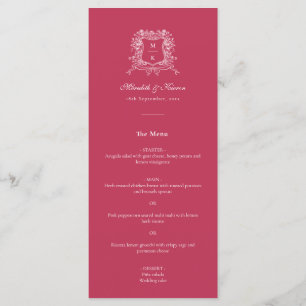 Elegant Viva Magenta Vintage Crest Thank You Menu
