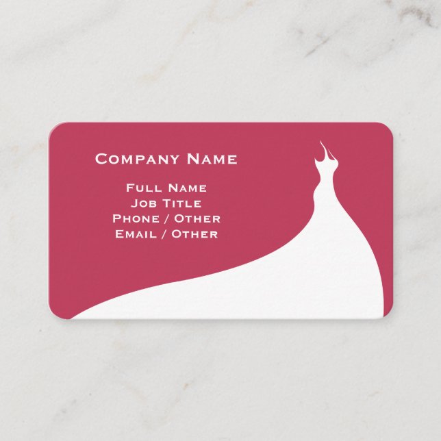 Elegant Viva Magenta Wedding Dress Business Card (Front)
