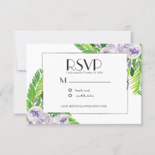 Elegant Voilet/Purple Wedding Watercolor Floral Invitation