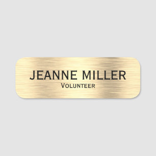 Elegant Volunteer Black And Gold Name Tag