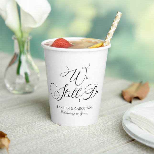 Elegant Vow Renewal Anniversary Paper Cups (Insitu)