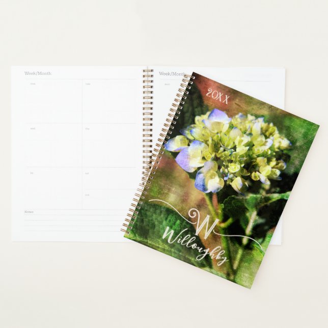 Elegant "W" Monogram Floral Hydrangea Planner (Display)