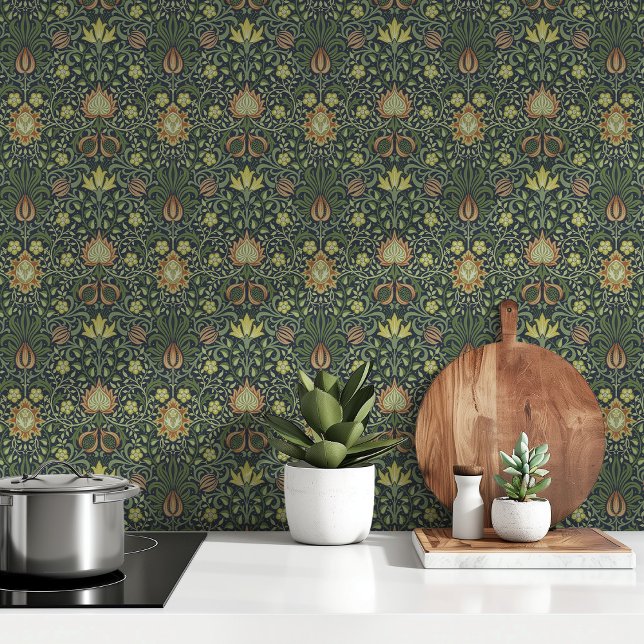 Elegant W. Morris Persian Floral Classic Green Wallpaper (Creator Uploaded)