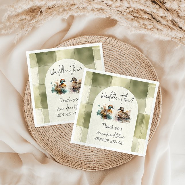 Elegant Waddle It Be Mallard Duck Gender Reveal Napkin (Creator Uploaded)