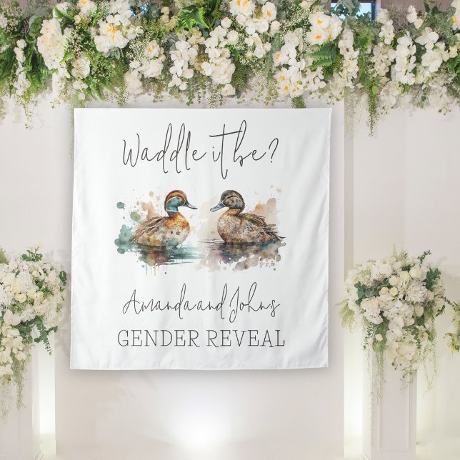 Elegant Waddle It Be Mallard Duck Gender Reveal Tapestry (Creator Uploaded)