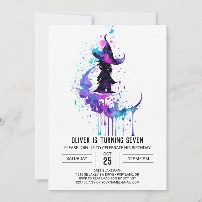 Elegant Wand Wielder Birthday Invitation (Front)