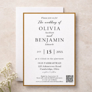 Elegant Warm Brown Minimalist Wedding Invitation