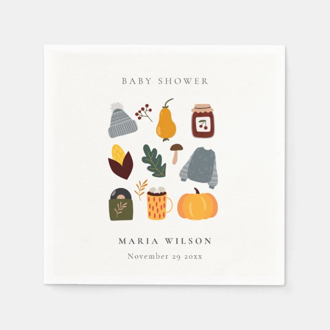 Elegant Warm Cosy Autumn Essential Baby Shower Napkin (Front)