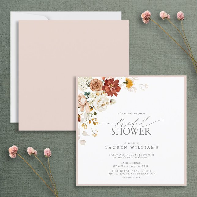 Elegant Warm Earthy Floral Bridal Shower Invitation (Creator Uploaded)