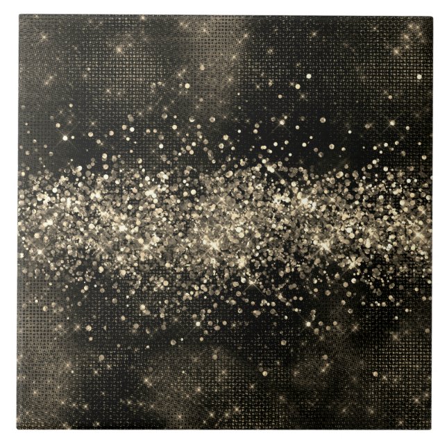 Elegant warm grey monochrome faux glitter tile (Front)