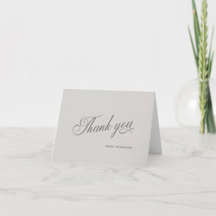Elegant Warm Grey Script Wedding Thank You Card