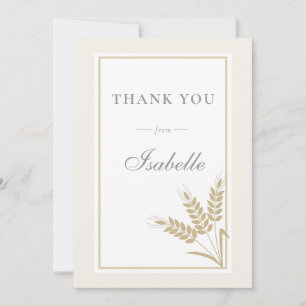 Elegant Warm Linen Wheat Baby Shower Thank You Card