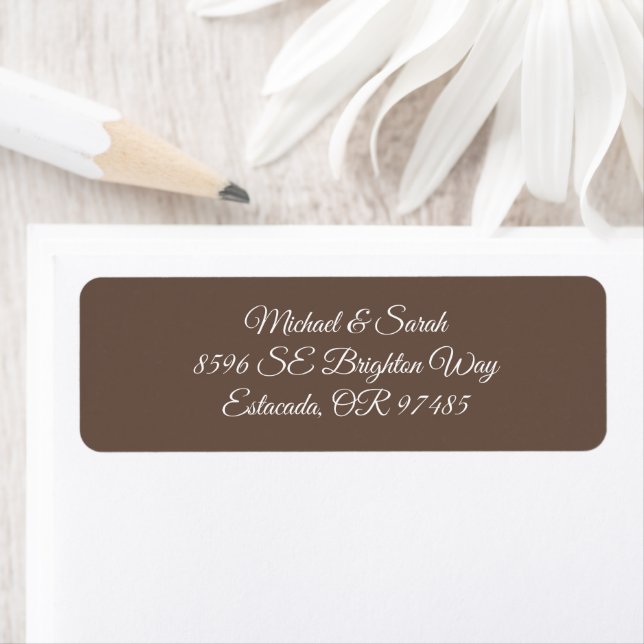 Elegant Warm Mocha Brown Return Address (Insitu)