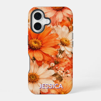 Elegant Warm Orange Daisy Flowers iPhone 16 Case