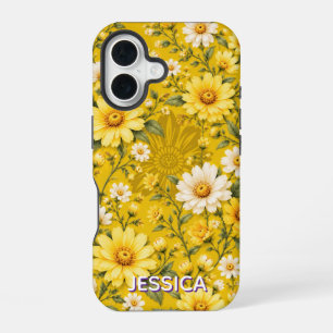 Elegant Warm Orange Daisy Flowers iPhone 16 Case