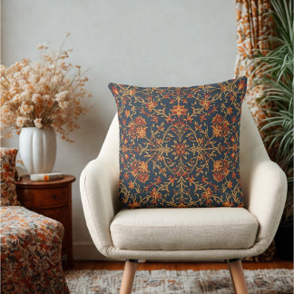 Elegant Warm Vintage Floral Baroque Damask  Cushion