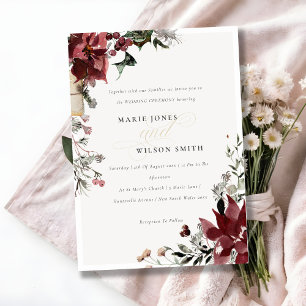 Elegant Warm Winter Festive Foliage Wedding Invite