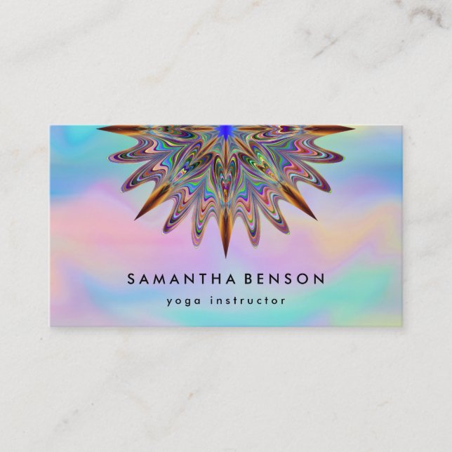 Elegant Water Color Lotus Flower Logo Yoga Business Card (Front)