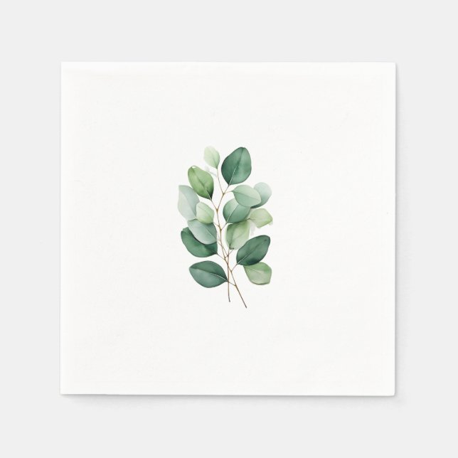Elegant water colour eucalyptus Paper Napkin (Front)