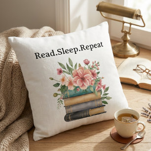 elegant water colour floral book lover cushion