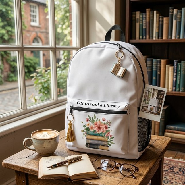 elegant water colour floral book lover printed backpack (Creator Uploaded)