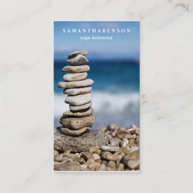 Elegant Water Colour Logo Zen Yoga Healing Health Business Card (Front)