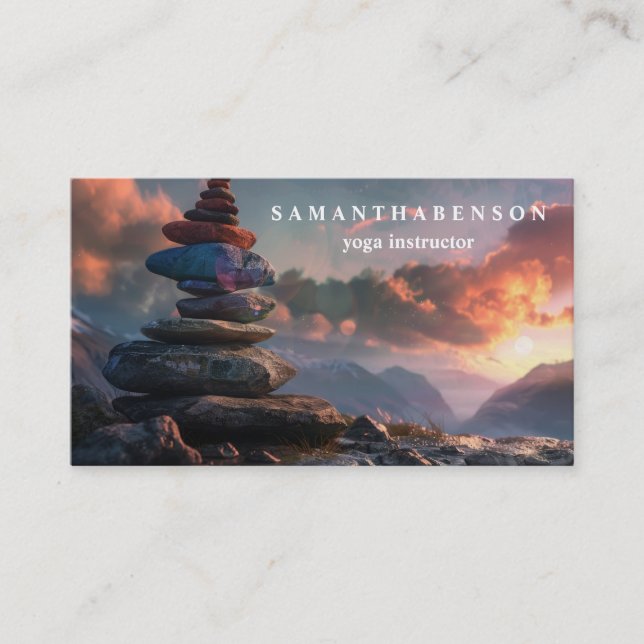 Elegant Water Colour Logo Zen Yoga Healing Health Business Card (Front)