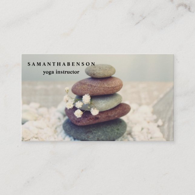 Elegant Water Colour Logo Zen Yoga Healing Health  Business Card (Front)