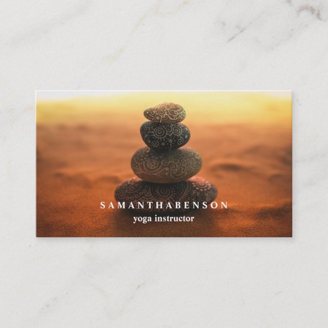 Elegant Water Colour Logo Zen Yoga Healing Health Business Card (Front)