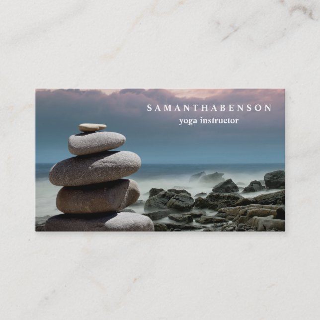 Elegant Water Colour Logo Zen Yoga Healing Health Business Card (Front)