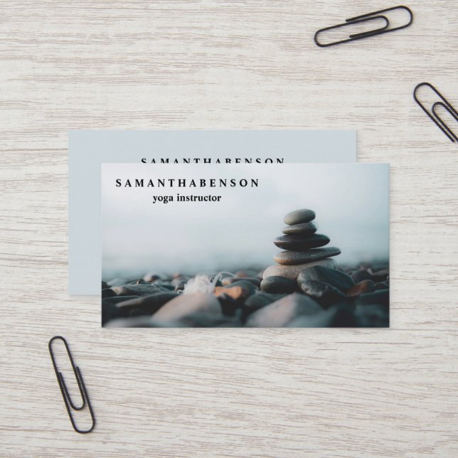 Elegant Water Colour Logo Zen Yoga Healing Health Business Card (Front/Back In Situ)