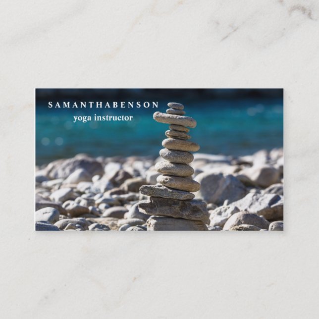 Elegant Water Colour Logo Zen Yoga Healing Health  Business Card (Front)