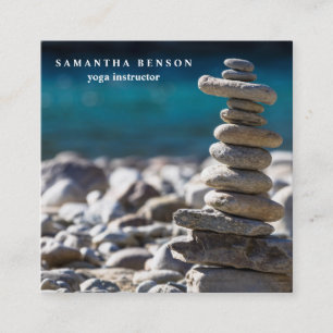 Elegant Water Colour Logo Zen Yoga Healing Health Square Business Card