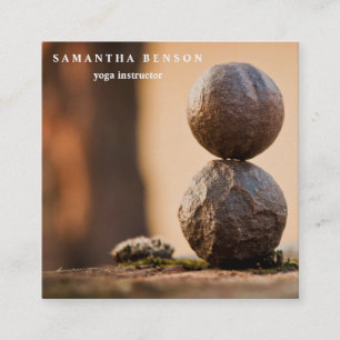Elegant Water Colour Logo Zen Yoga Healing Health Square Business Card