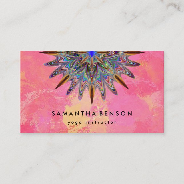 Elegant Water Colour Lotus Flower Logo Yoga Busine Business Card (Front)