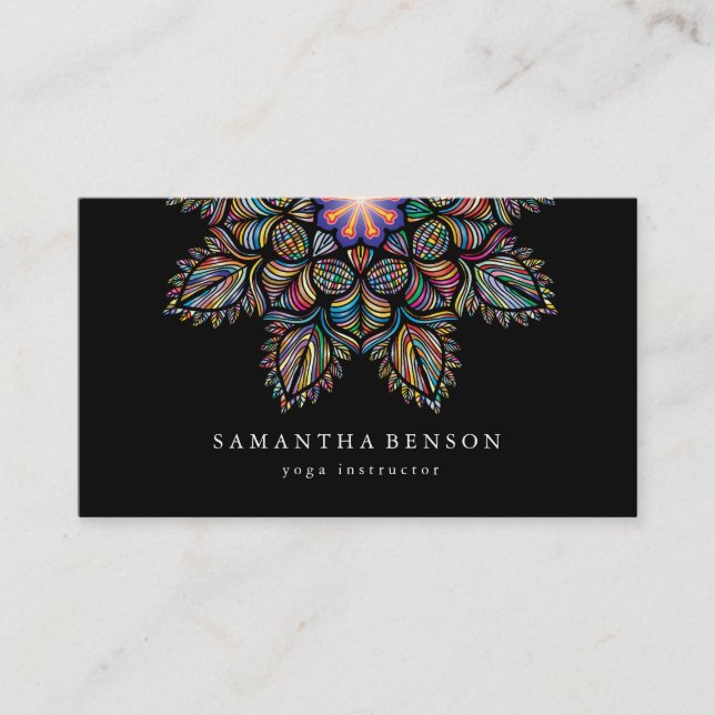 Elegant Water Colour Lotus Flower Logo Yoga Busine Business Card (Front)