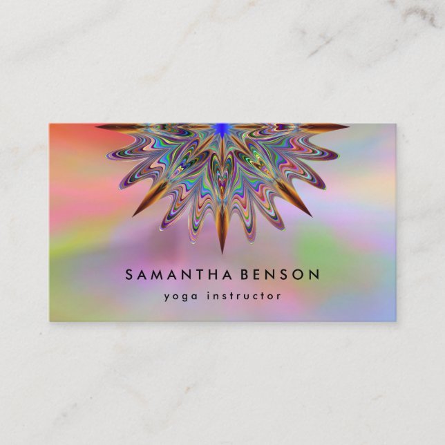 Elegant Water Colour Lotus Flower Logo Yoga Busine Business Card (Front)
