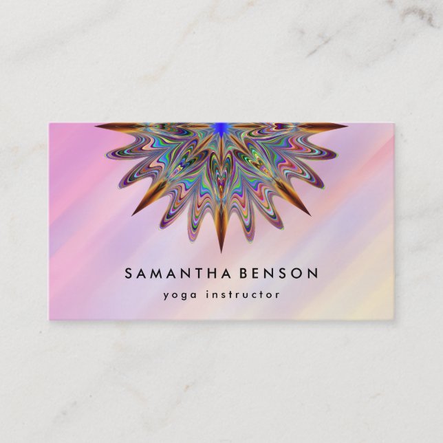 Elegant Water Colour Lotus Flower Logo Yoga Busine Business Card (Front)