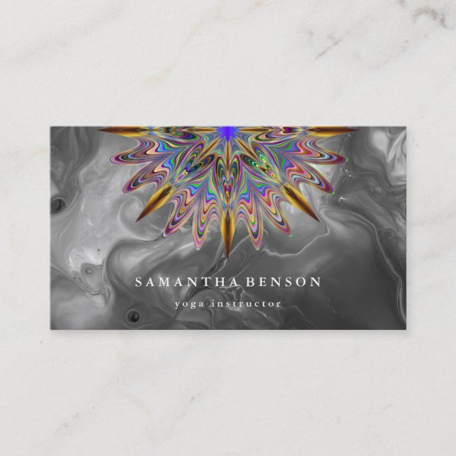 Elegant Water Colour Lotus Flower Logo Yoga Busine Business Card (Front)