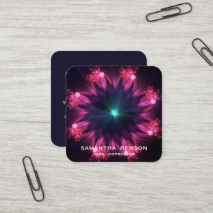 Elegant Water Colour Lotus Flower Logo Yoga Busine Square Business Card