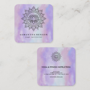 Elegant Water Colour Lotus Flower Logo Yoga Busine Square Business Card