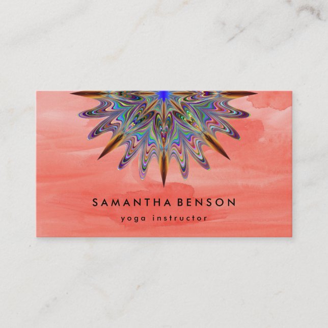 Elegant Water Colour Lotus Flower Logo Yoga Business Card (Front)