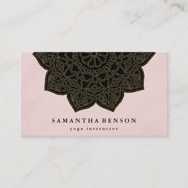 Elegant Water Colour Lotus Flower Logo Yoga Business Card (Front)