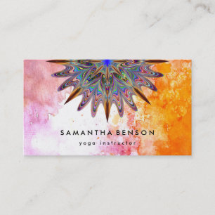 Elegant Water Colour Lotus Flower Logo Yoga Business Card