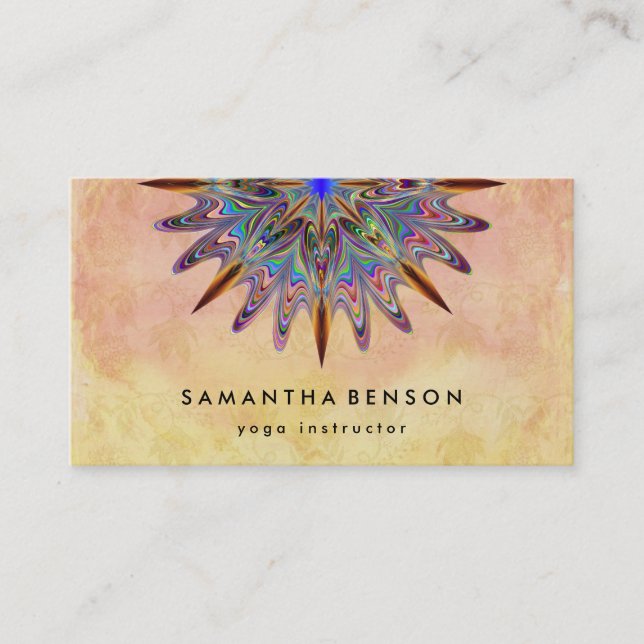 Elegant Water Colour Lotus Flower Logo Yoga Business Card (Front)