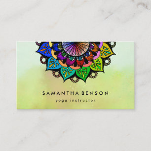 Elegant Water Colour Lotus Flower Logo Yoga Business Card