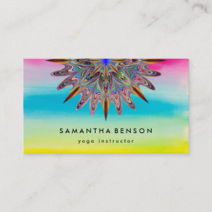 Elegant Water Colour Lotus Flower Logo Yoga Business Card