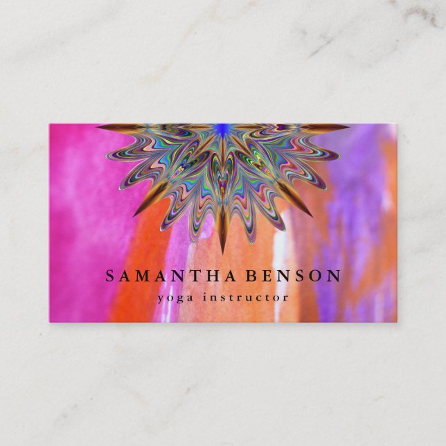 Elegant Water Colour Lotus Flower Logo Yoga Business Card (Front)